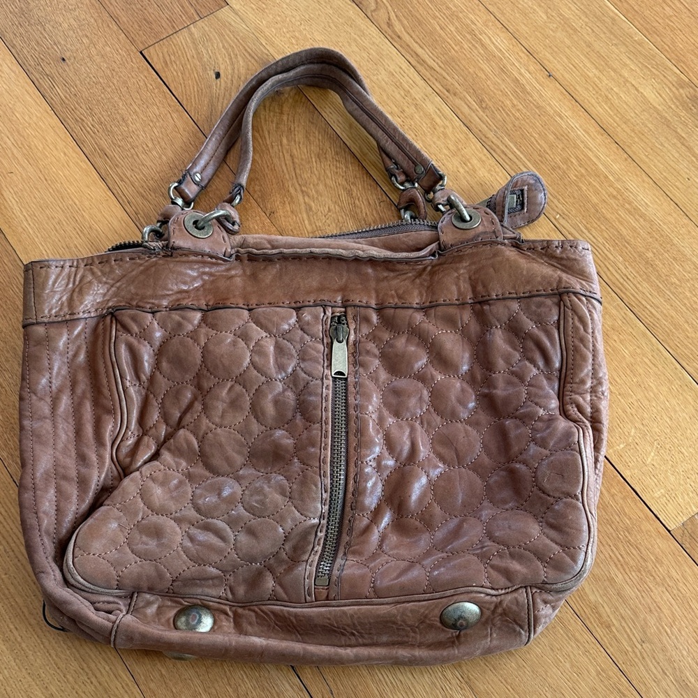 Brown Quilted Leather Tote Bag - Unbranded